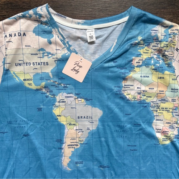 Pixie Lady Coverup Globe Shirt NWT XL - Picture 3 of 4